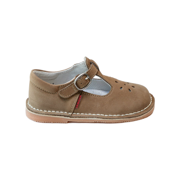 L'amour Joy Classic Nubuck Leather T-Strap Mary Jane