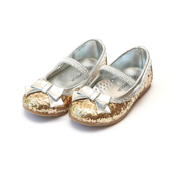 l'amour Ariel Glitter Bow Elastic Strap Flat