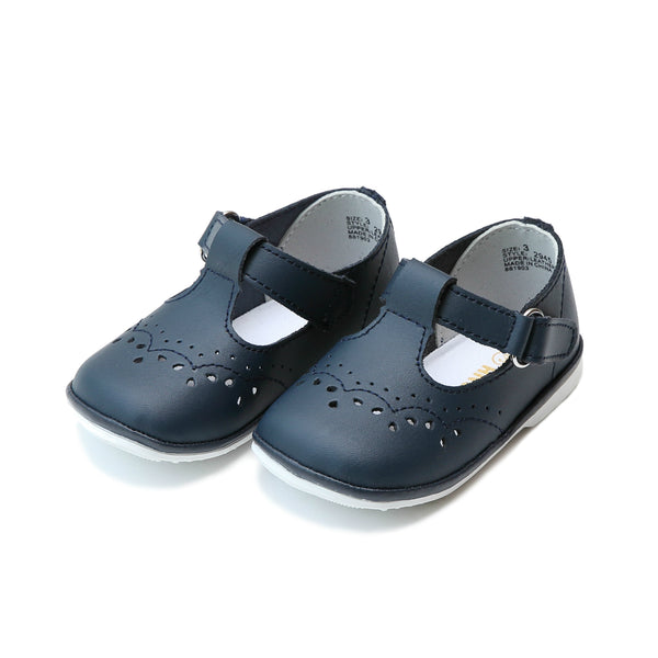 l'amour Birdie Navy Leather T-Strap Mary Jane (Baby)