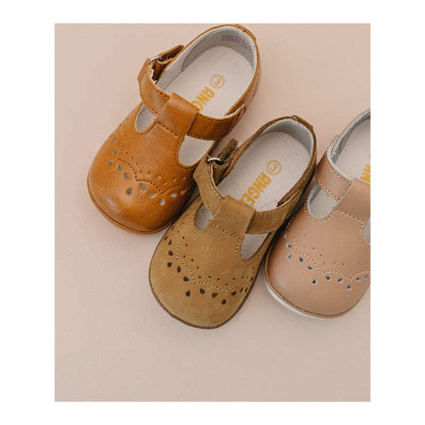 L'amour Birdie Nubuck Leather T-Strap Mary Jane