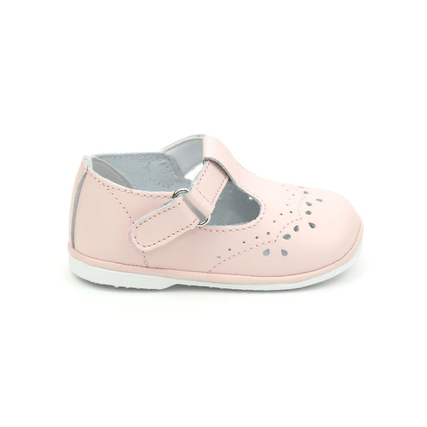 L'amour Birdie Pink Leather T-Strap Mary Jane (Baby)