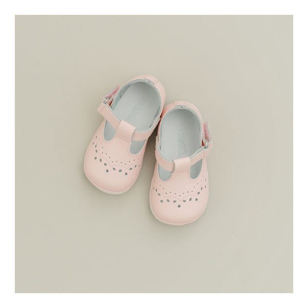 L'amour Birdie Pink Leather T-Strap Mary Jane (Baby)