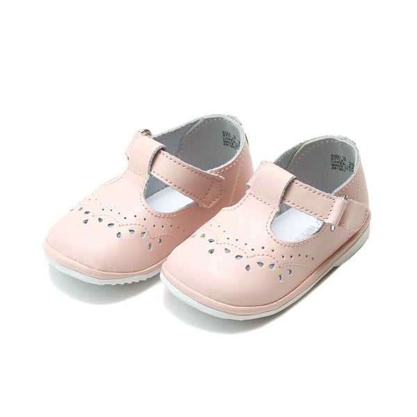 l'amour Birdie Pink Leather T-Strap Mary Jane (Baby)