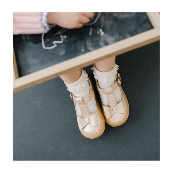L'amour Emma Shimmer Bow T-Strap Mary Jane
