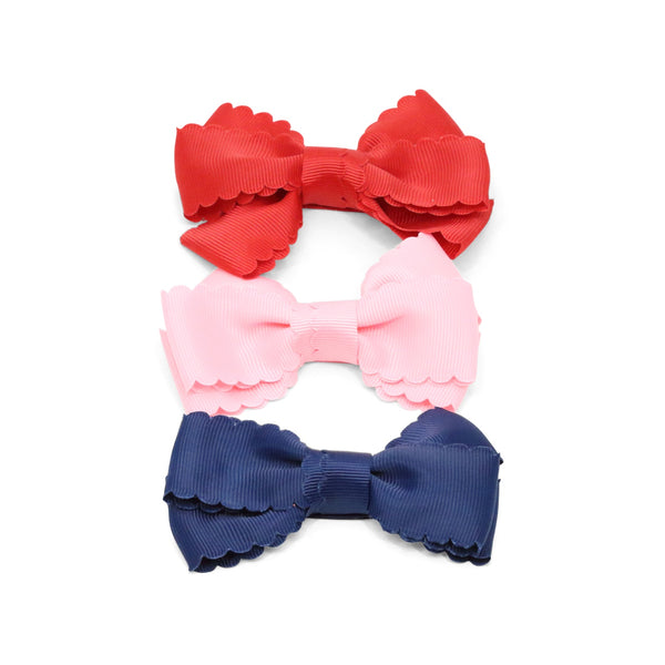 L'amour Grosgrain Scalloped Bow Hair Clip (Navy)