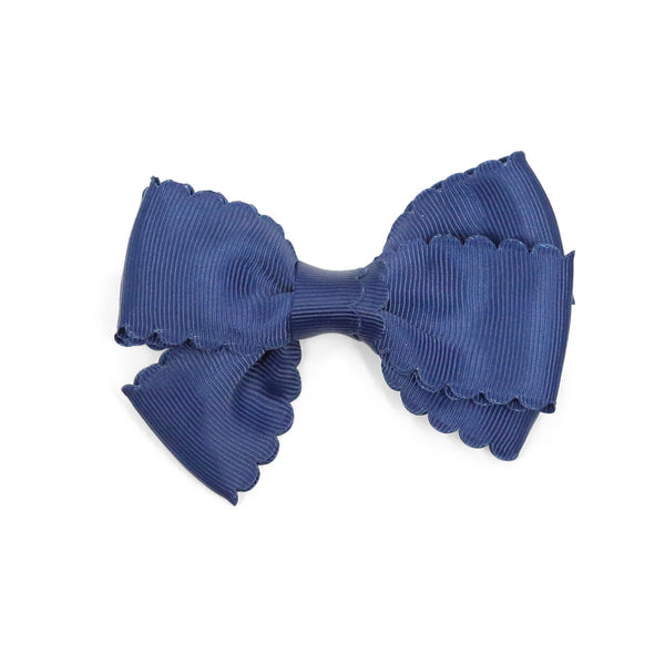 l'amour Grosgrain Scalloped Bow Hair Clip (Navy)