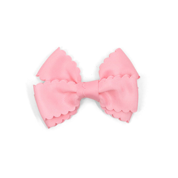 l'amour Grosgrain Scalloped Bow Hair Clip (Pink)