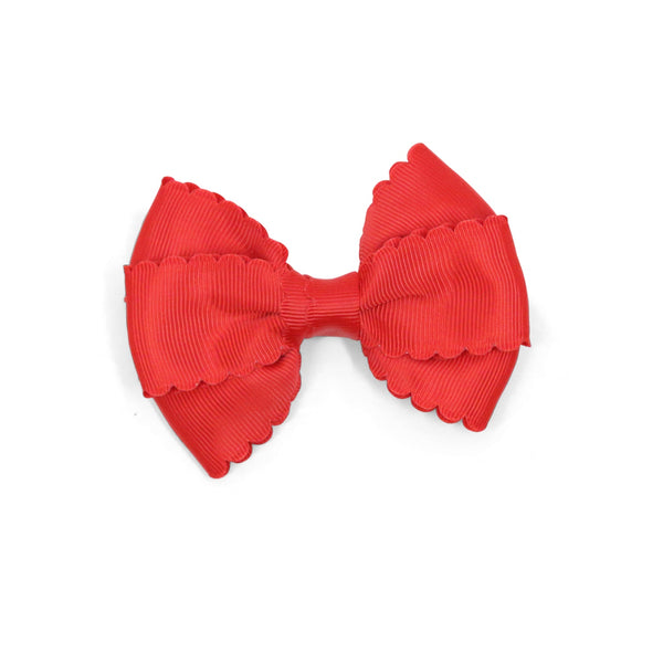 l'amour Grosgrain Scalloped Bow Hair Clip (Red)