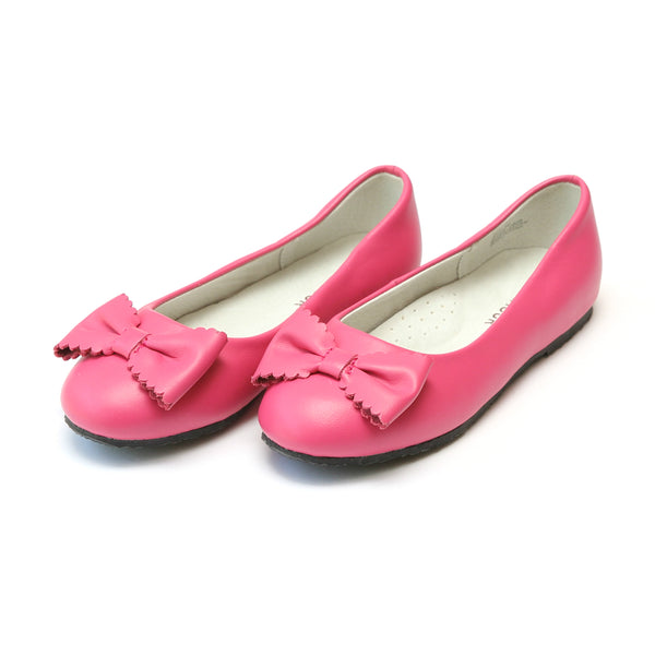 l'amour Irina Scalloped Bow Leather Ballet Flat