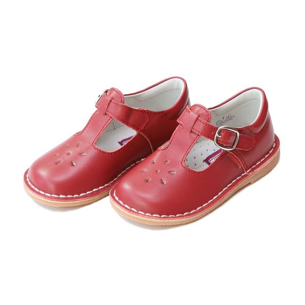 l'amour Joy Classic Red Leather T-Strap Mary Jane