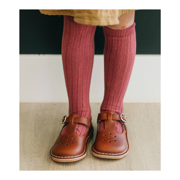 L'amour Joy Waxed Leather T-Strap Mary Jane