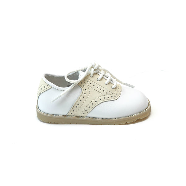 L'amour Luke Beige Leather Two Tone Saddle Shoe