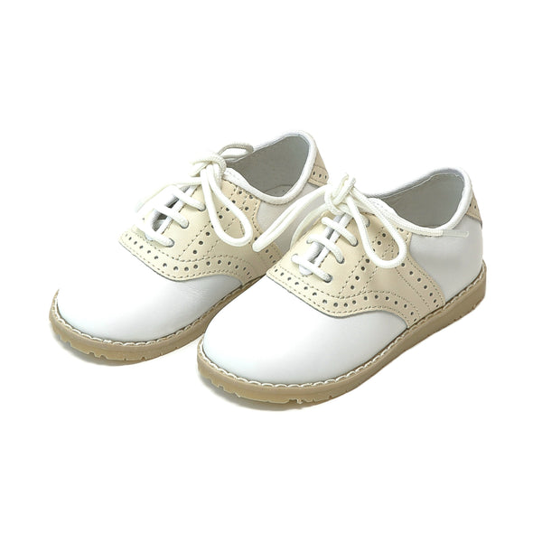 l'amour Luke Beige Leather Two Tone Saddle Shoe