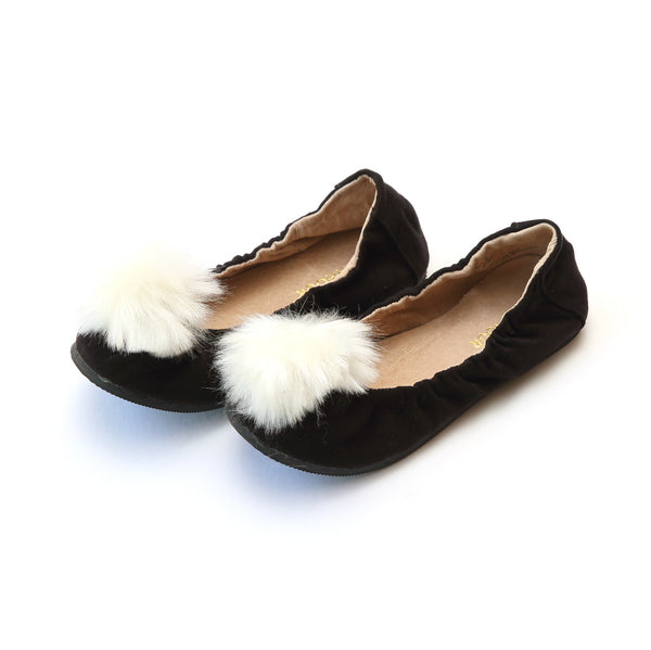 L'amour Madeline Pom Pom Leather Flat