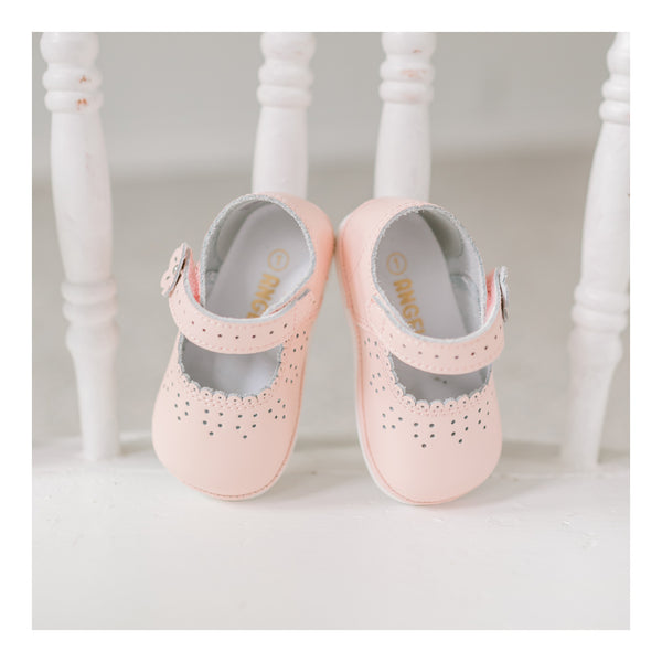 L'amour Mia Scalloped Leather Mary Jane (Baby)
