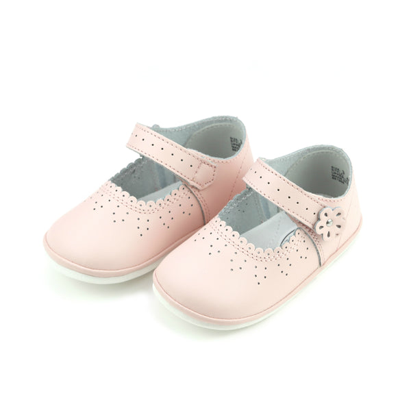 l'amour Mia Scalloped Leather Mary Jane (Baby)