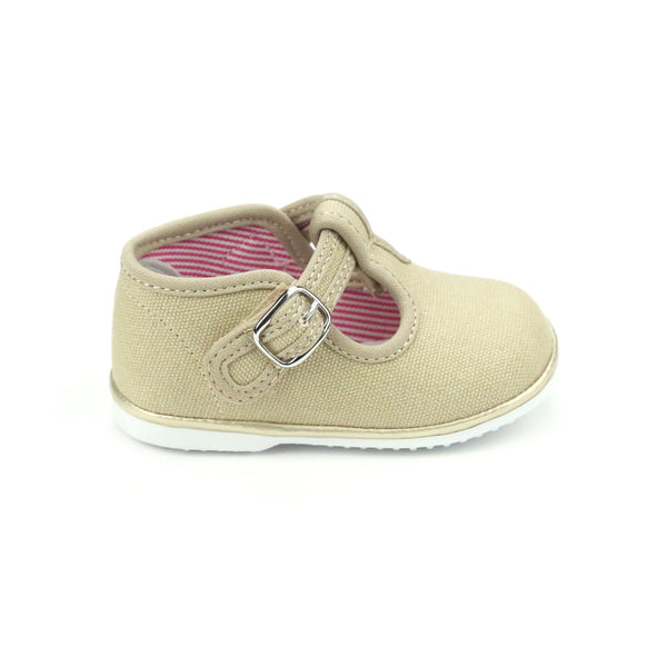 L'amour Poppy Canvas T-Strap Mary Jane (Baby)