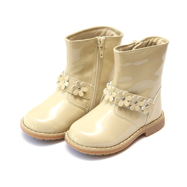 L'amour Robin Flower Belted Patent Boot