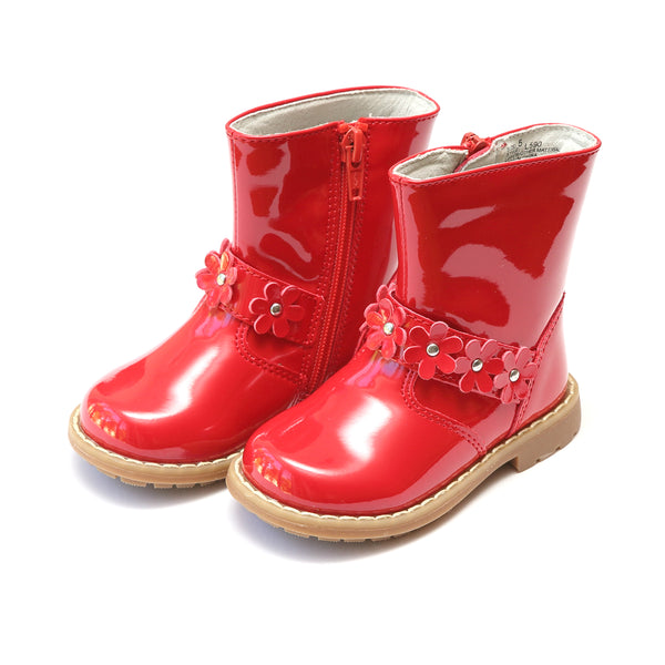 l'amour Robin Flower Belted Patent Boot