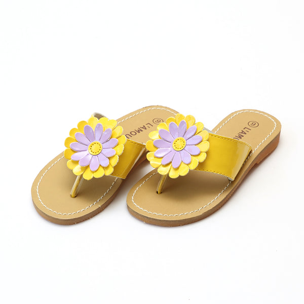 L'amour Savannah Patent Flower Thong Sandal