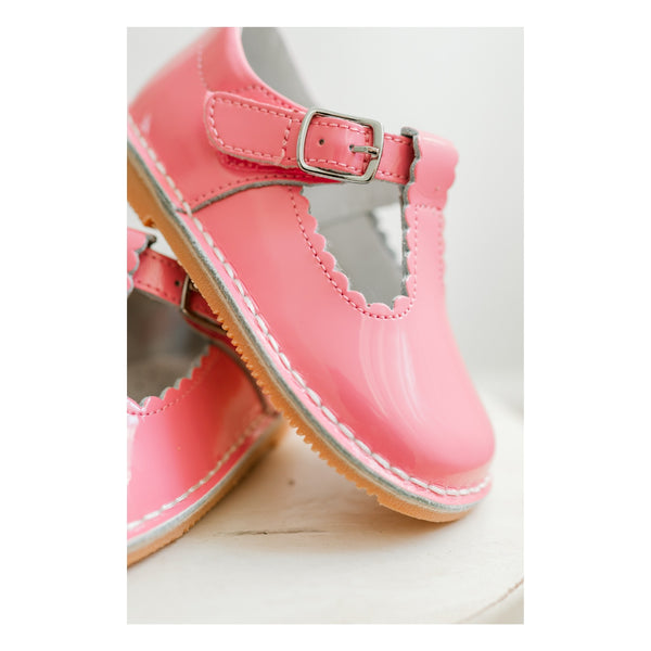 L'amour Selina Patent Scalloped T-Strap Mary Jane