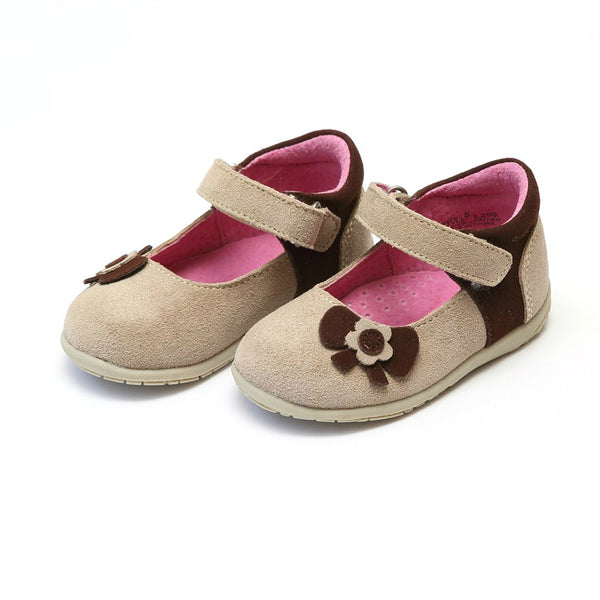 l'amour Nicoline Suede Flower Bow Cut Out Sporty Mary Jane