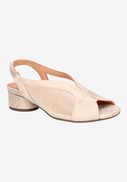 l'amour des pieds CORK AND WOVEN Estefana ANTIQUE GOLD MET./MESH