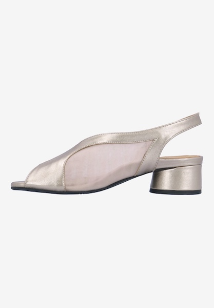 L'amour Des Pieds CORK AND WOVEN Estefana CHAMPAGNE MET NAPPA