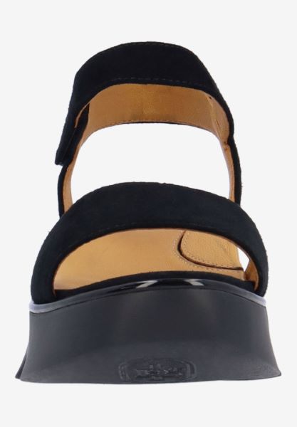 L'amour Des Pieds CORK AND WOVEN Halsten BLACK KIDSUEDE