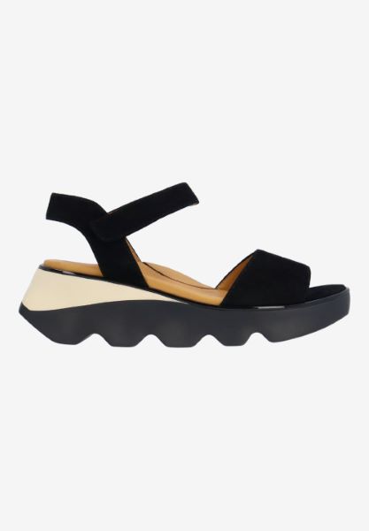 L'amour Des Pieds CORK AND WOVEN Halsten BLACK KIDSUEDE