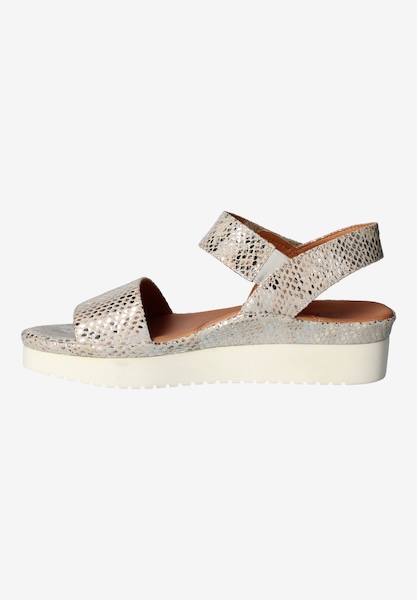 L'amour Des Pieds FLATS Abrilla Silver/Gold Snake Print Leather