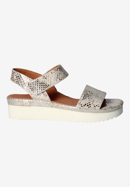 L'amour Des Pieds FLATS Abrilla Silver/Gold Snake Print Leather
