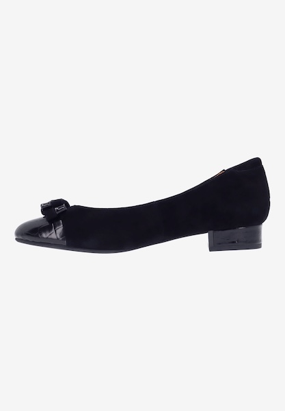 L'amour Des Pieds FLATS Farida BLACK KIDSUEDE/CROCO EMBOSSED