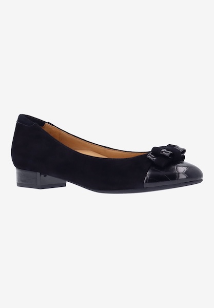 l'amour des pieds FLATS Farida BLACK KIDSUEDE/CROCO EMBOSSED