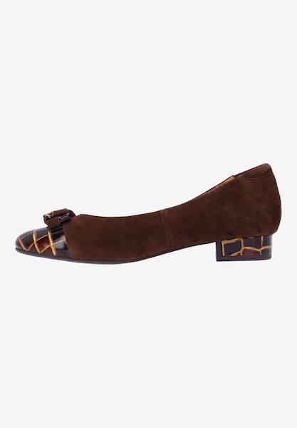 L'amour Des Pieds FLATS Farida CHOCOLATE KIDSUEDE/CROCO EMBOS