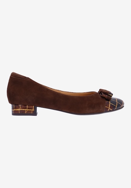 L'amour Des Pieds FLATS Farida CHOCOLATE KIDSUEDE/CROCO EMBOS