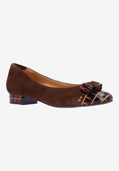 l'amour des pieds FLATS Farida CHOCOLATE KIDSUEDE/CROCO EMBOS