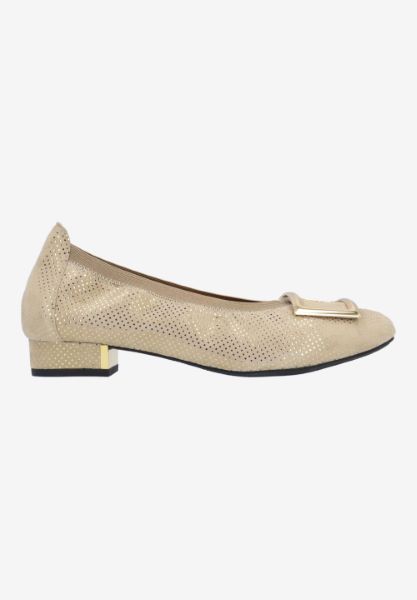 L'amour Des Pieds NEW ARRIVALS Floella TAUPE/GOLD GALAXY SUEDE