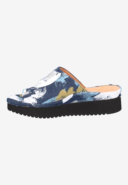 L'amour Des Pieds SANDALS AND SLIDES Ahlina BLUE/WHITE/GOLD PAINTED FABRIC