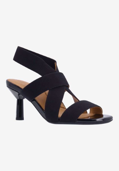 l'amour des pieds SANDALS AND SLIDES Lunette BLACK ELASTIC/PATENT