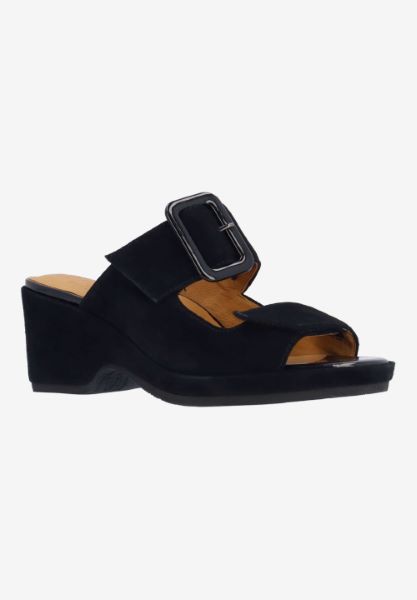 l'amour des pieds SANDALS AND SLIDES Minetta BLACK KIDSUEDE