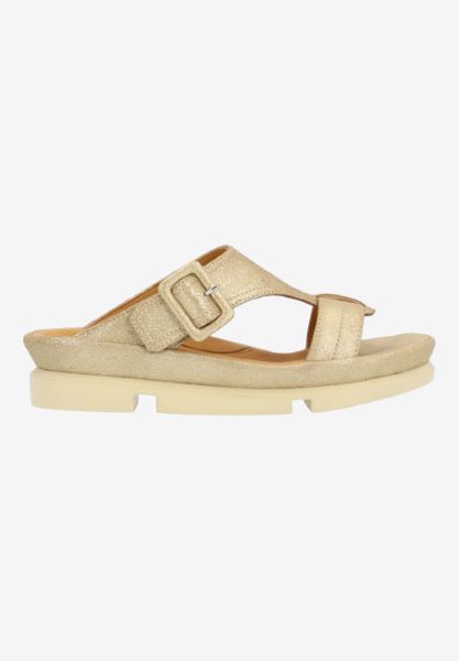 L'amour Des Pieds SANDALS AND SLIDES Verick GOLD STARDUST SUEDE