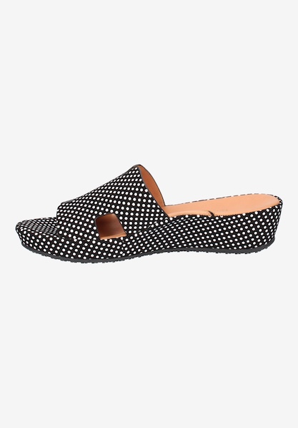 L'amour Des Pieds WEDGES AND HEELS Catiana BLACK/WHITE POLKA DOT SUEDE