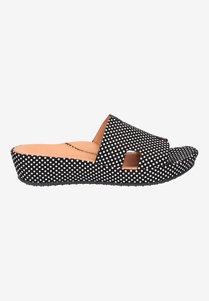 L'amour Des Pieds WEDGES AND HEELS Catiana BLACK/WHITE POLKA DOT SUEDE