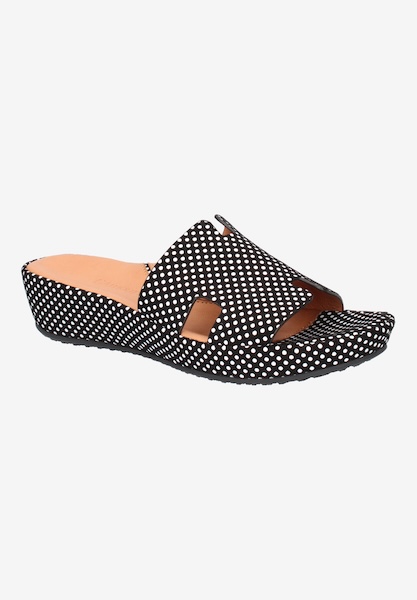 l'amour des pieds WEDGES AND HEELS Catiana BLACK/WHITE POLKA DOT SUEDE