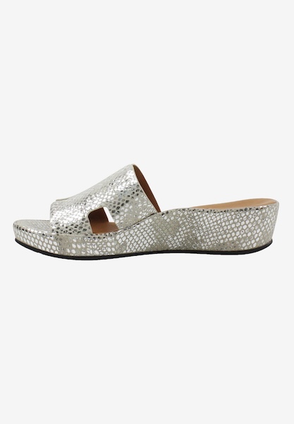 L'amour Des Pieds WEDGES AND HEELS Catiana Silver/Gold Snake Print Leather