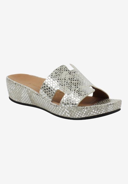 l'amour des pieds WEDGES AND HEELS Catiana Silver/Gold Snake Print Leather