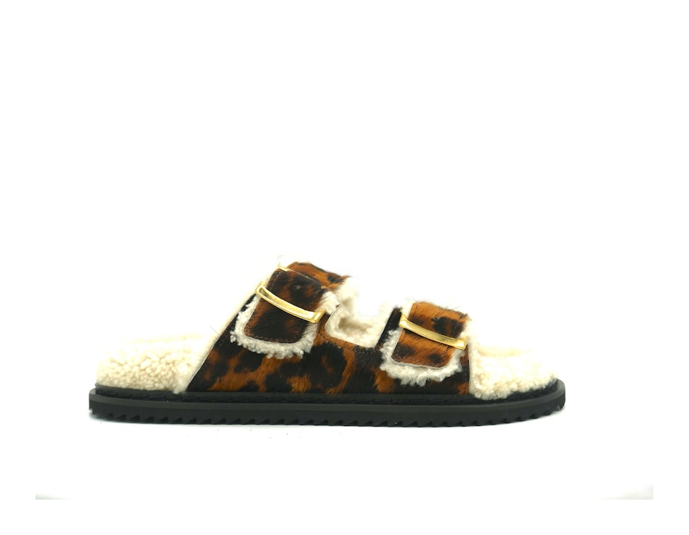 lanapo Follonica Cavallino Leopard con shearling panna