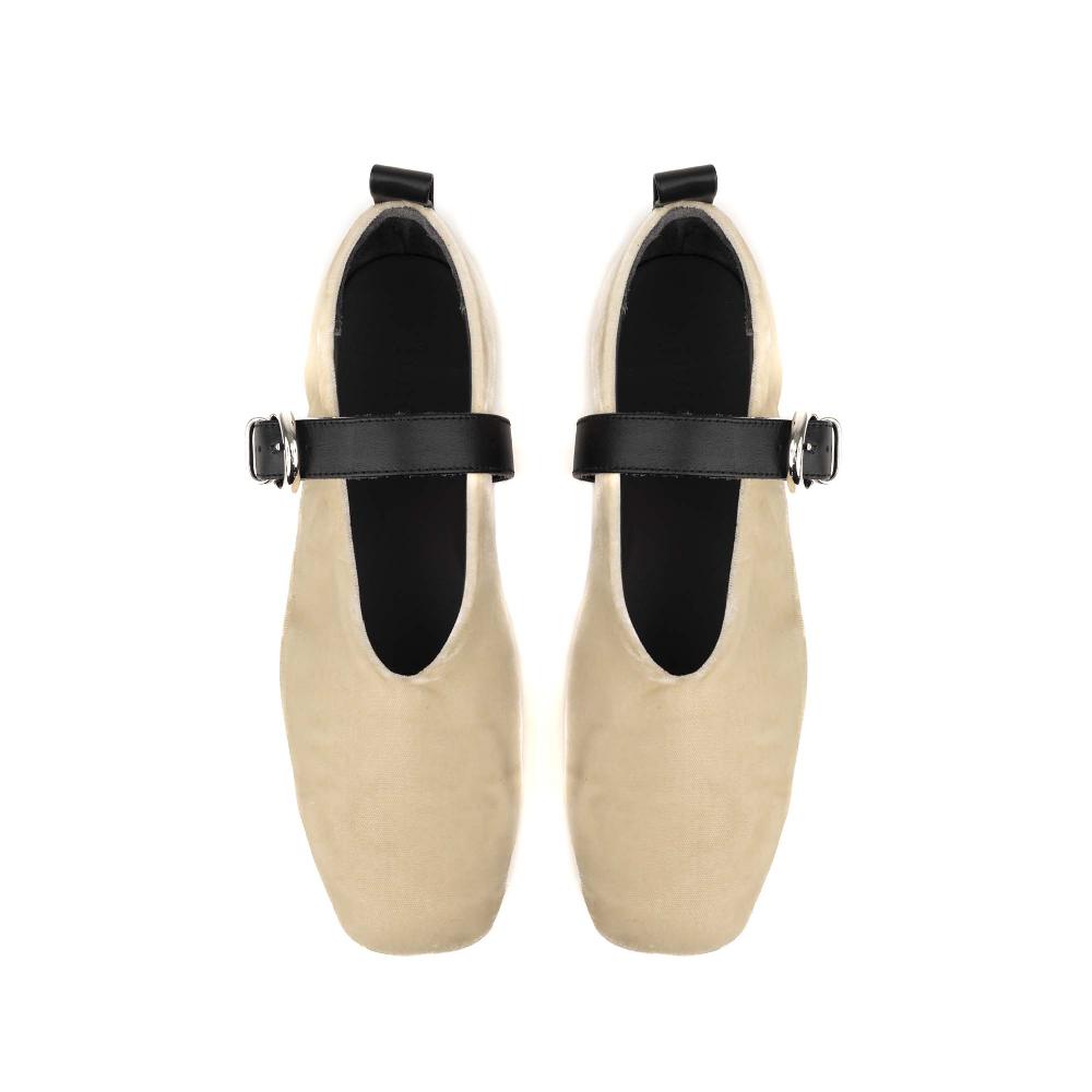 Lanapo Ballerina Con Cinturino Velvet Avorio