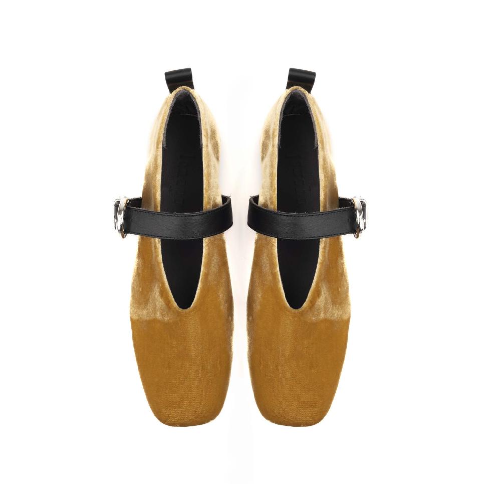 Lanapo Ballerina Con Cinturino Velvet Gold